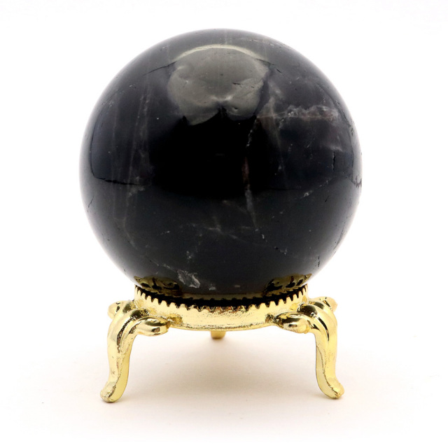 モリオン 黒水晶 丸玉 座付き 山東省産 天然石 パワーストーン 1点もの 置き物 インテリア 置物 開運 原石