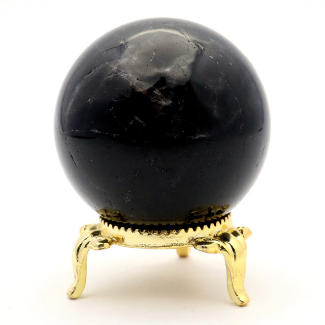 モリオン 黒水晶 丸玉 座付き 山東省産 天然石 パワーストーン 1点もの 置き物 インテリア 置物 開運 原石