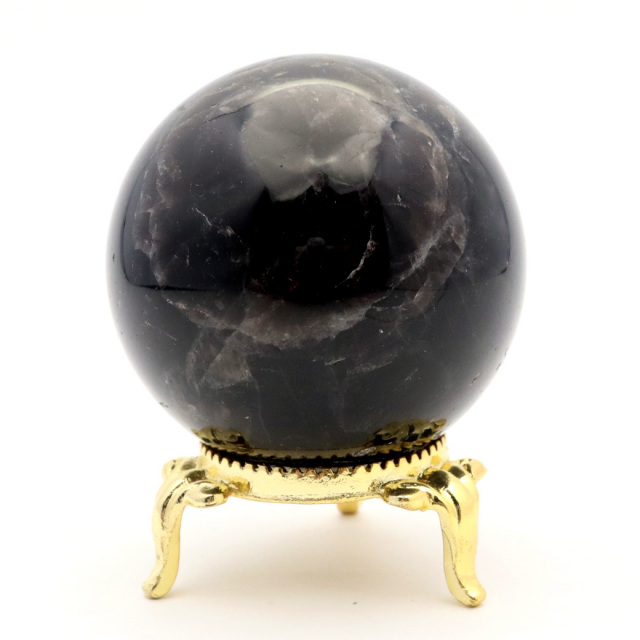 モリオン 黒水晶 丸玉 座付き 直径 47mm 山東省産 天然石