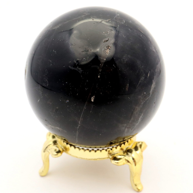 モリオン 黒水晶 丸玉 座付き 山東省産 天然石 パワーストーン 1点もの 置き物 インテリア 置物 開運 原石