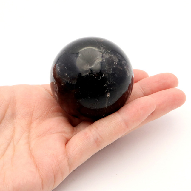モリオン 黒水晶 丸玉 座付き 山東省産 天然石 パワーストーン 1点もの 置き物 インテリア 置物 開運 原石