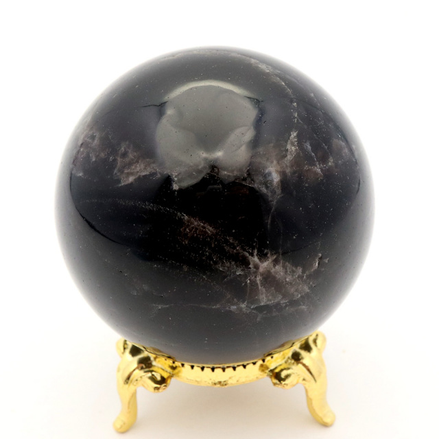 モリオン 黒水晶 丸玉 座付き 山東省産 天然石 パワーストーン 1点もの 置き物 インテリア 置物 開運 原石