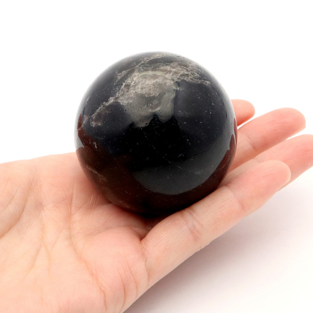 モリオン 黒水晶 丸玉 座付き 山東省産 天然石 パワーストーン 1点もの 置き物 インテリア 置物 開運 原石