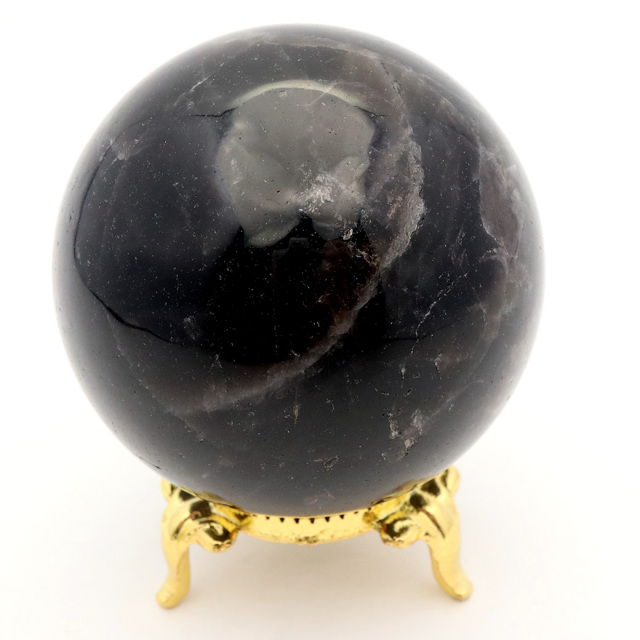 モリオン 黒水晶 丸玉 座付き 山東省産 天然石 パワーストーン 1点もの 置き物 インテリア 置物 開運 原石