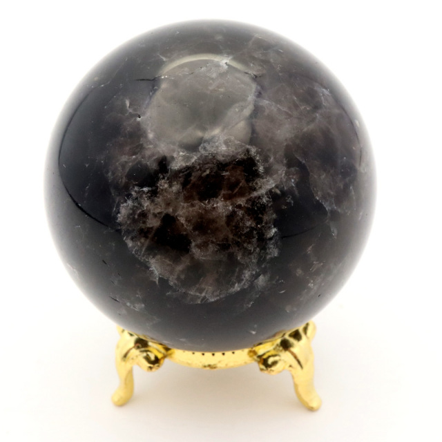 モリオン 黒水晶 丸玉 座付き 山東省産 天然石 パワーストーン 1点もの 置き物 インテリア 置物 開運 原石