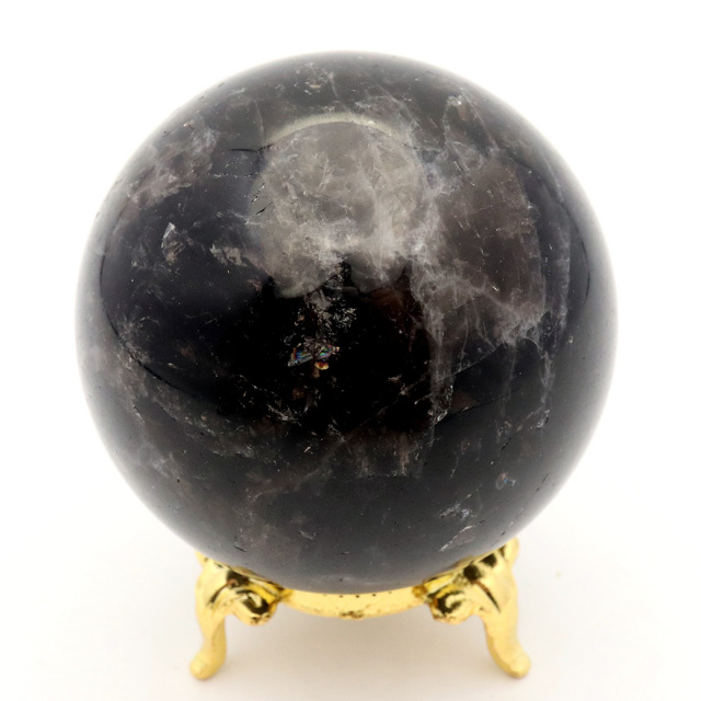 モリオン 黒水晶 丸玉 座付き 山東省産 天然石 パワーストーン 1点もの 置き物 インテリア 置物 開運 原石