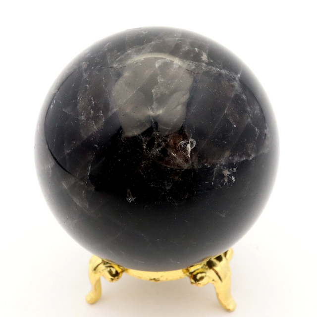 モリオン 黒水晶 丸玉 座付き 山東省産 天然石 パワーストーン 1点もの 置き物 インテリア 置物 開運 原石
