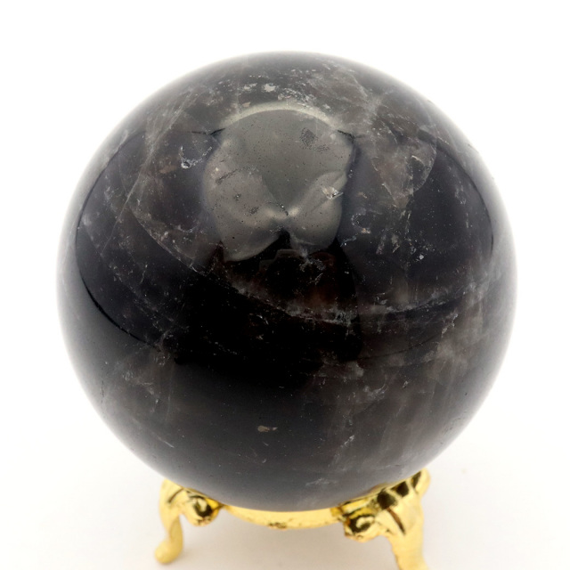 モリオン 黒水晶 丸玉 座付き 山東省産 天然石 パワーストーン 1点もの 置き物 インテリア 置物 開運 原石