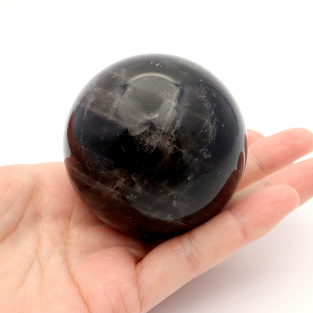 モリオン 黒水晶 丸玉 座付き 山東省産 天然石 パワーストーン 1点もの 置き物 インテリア 置物 開運 原石