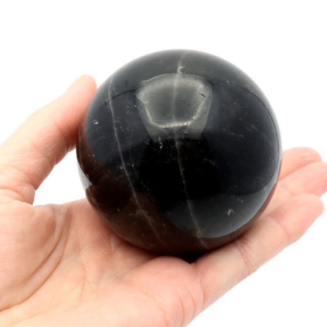 モリオン 黒水晶 丸玉 木製台座付き 山東省産 天然石 パワーストーン 1点もの 置き物 インテリア 置物 開運 原石