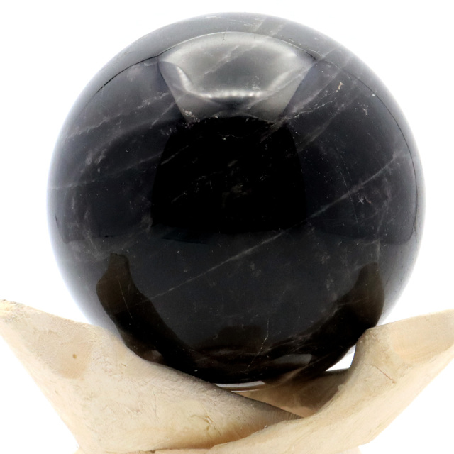 モリオン 黒水晶 丸玉 木製台座付き 山東省産 天然石 パワーストーン 1点もの 置き物 インテリア 置物 開運 原石