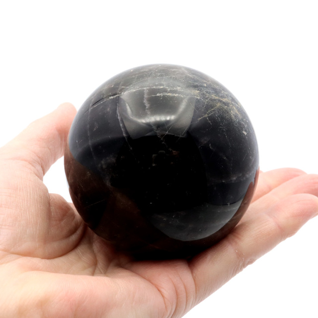 モリオン 黒水晶 丸玉 木製台座付き 山東省産 天然石 パワーストーン 1点もの 置き物 インテリア 置物 開運 原石