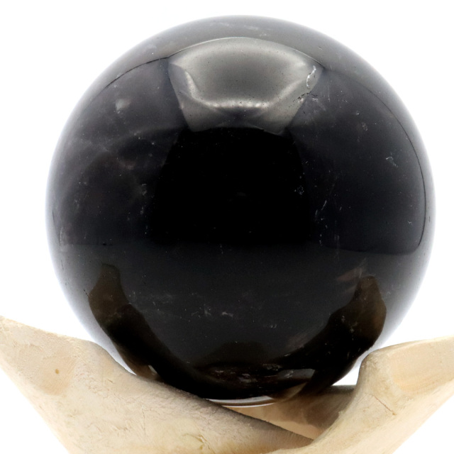 モリオン 黒水晶 丸玉 木製台座付き 山東省産 天然石 パワーストーン 1点もの 置き物 インテリア 置物 開運 原石