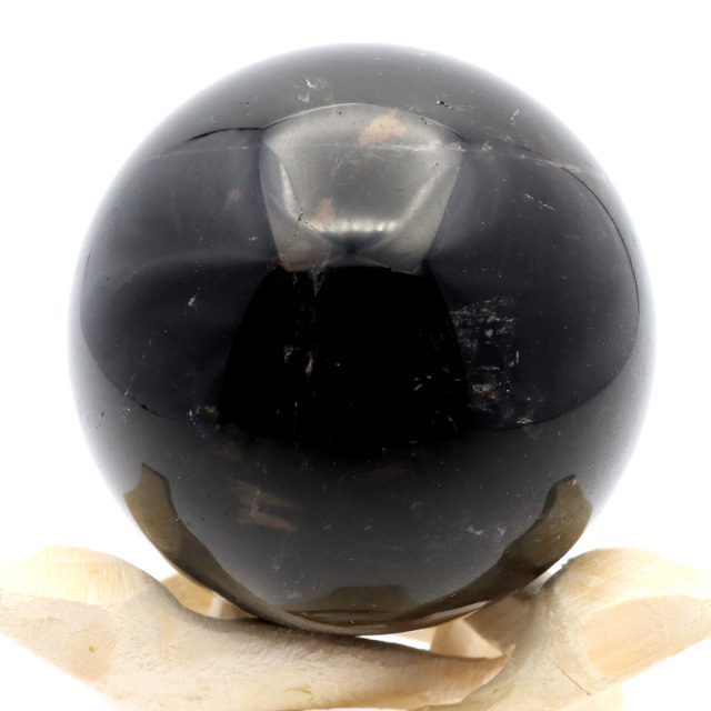 モリオン 黒水晶 丸玉 木製台座付き 山東省産 天然石 パワーストーン 1点もの 置き物 インテリア 置物 開運 原石