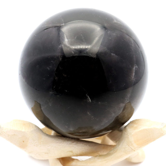 モリオン 黒水晶 丸玉 木製台座付き 山東省産 天然石 パワーストーン 1点もの 置き物 インテリア 置物 開運 原石