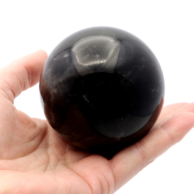 モリオン 黒水晶 丸玉 木製台座付き 山東省産 天然石 パワーストーン 1点もの 置き物 インテリア 置物 開運 原石