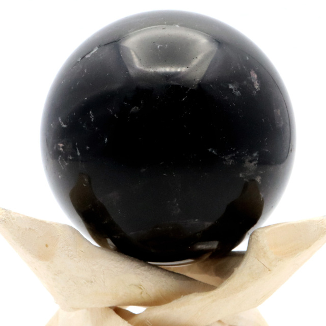 モリオン 黒水晶 丸玉 木製台座付き 山東省産 天然石 パワーストーン 1点もの 置き物 インテリア 置物 開運 原石