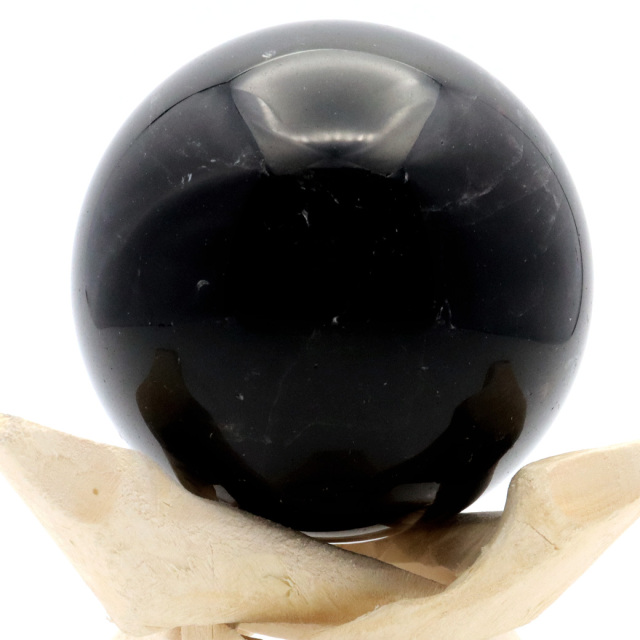 モリオン 黒水晶 丸玉 木製台座付き 山東省産 天然石 パワーストーン 1点もの 置き物 インテリア 置物 開運 原石