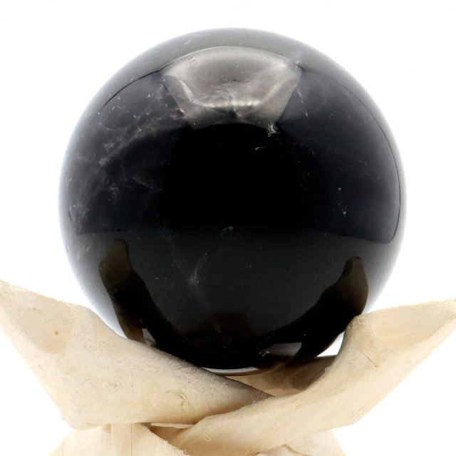 モリオン 黒水晶 丸玉 木製台座付き 山東省産 天然石 パワーストーン 1点もの 置き物 インテリア 置物 開運 原石