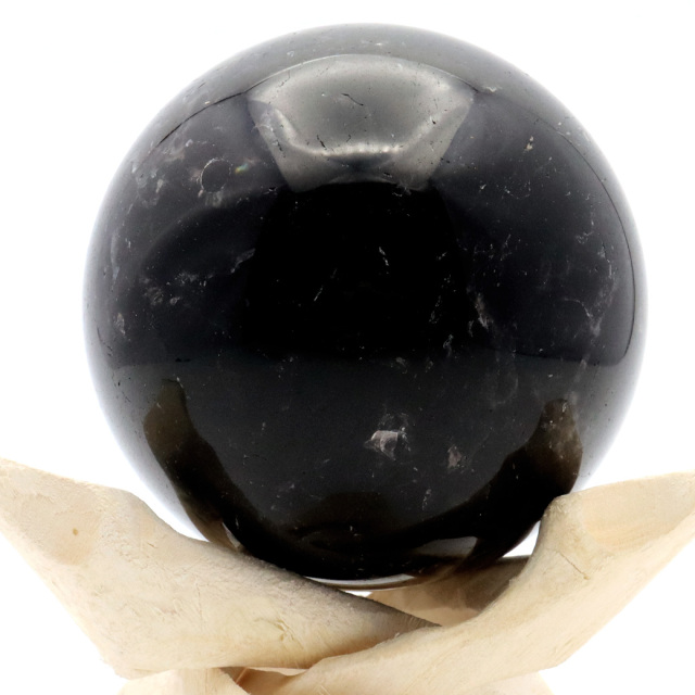 モリオン 黒水晶 丸玉 木製台座付き 山東省産 天然石 パワーストーン 1点もの 置き物 インテリア 置物 開運 原石