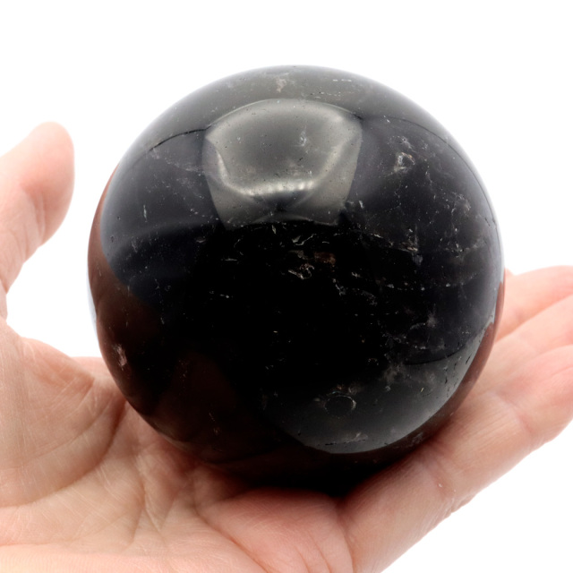 モリオン 黒水晶 丸玉 木製台座付き 山東省産 天然石 パワーストーン 1点もの 置き物 インテリア 置物 開運 原石