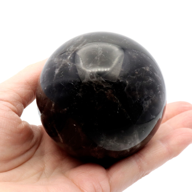 モリオン 黒水晶 丸玉 木製台座付き 山東省産 天然石 パワーストーン 1点もの 置き物 インテリア 置物 開運 原石