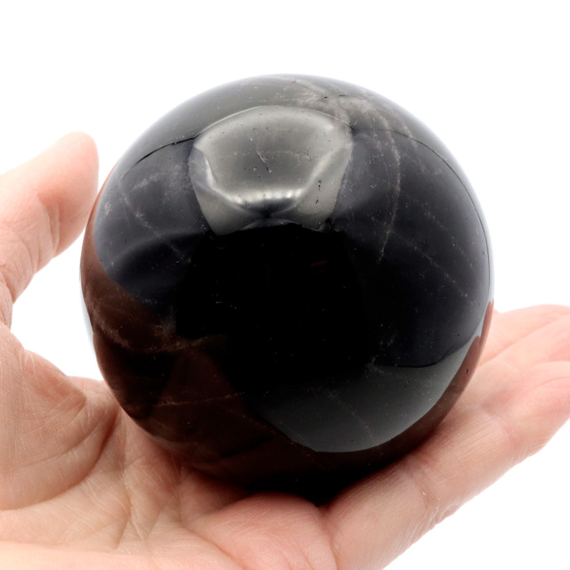 モリオン 黒水晶 丸玉 木製台座付き 山東省産 天然石 パワーストーン 1点もの 置き物 インテリア 置物 開運 原石