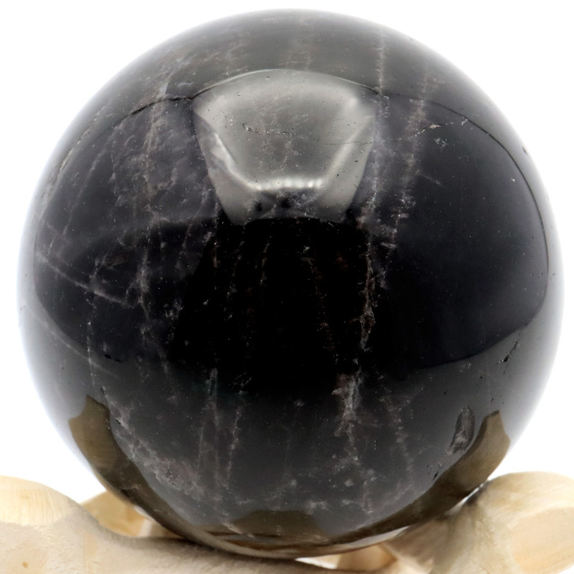 モリオン 黒水晶 丸玉 木製台座付き 山東省産 天然石 パワーストーン 1点もの 置き物 インテリア 置物 開運 原石