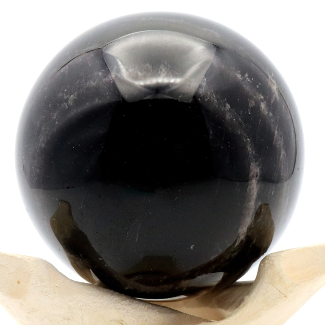 モリオン 黒水晶 丸玉 木製台座付き 山東省産 天然石 パワーストーン 1点もの 置き物 インテリア 置物 開運 原石