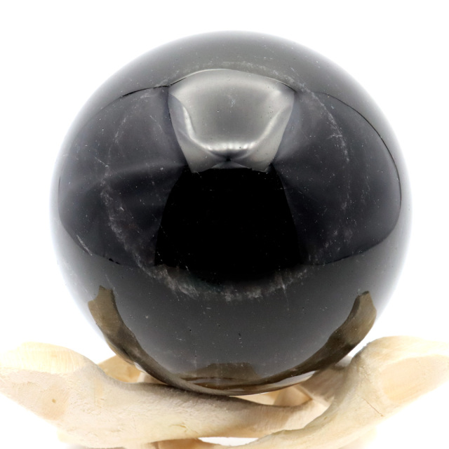 モリオン 黒水晶 丸玉 木製台座付き 山東省産 天然石 パワーストーン 1点もの 置き物 インテリア 置物 開運 原石