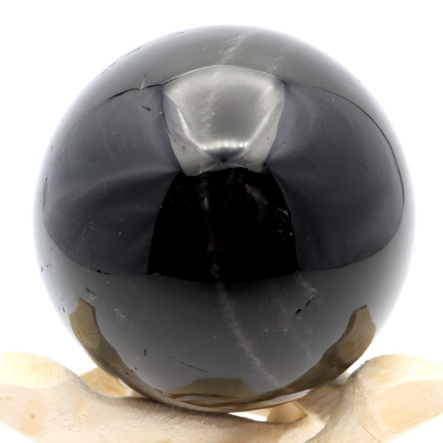 モリオン 黒水晶 丸玉 木製台座付き 山東省産 天然石 パワーストーン 1点もの 置き物 インテリア 置物 開運 原石