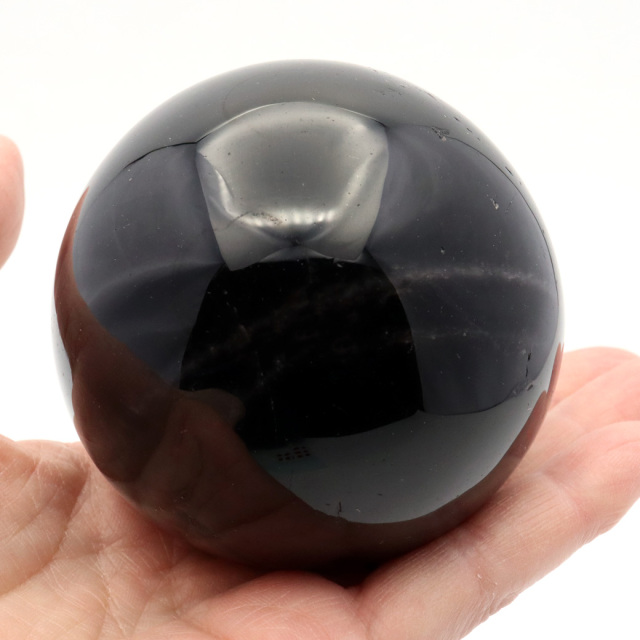 モリオン 黒水晶 丸玉 木製台座付き 山東省産 天然石 パワーストーン 1点もの 置き物 インテリア 置物 開運 原石