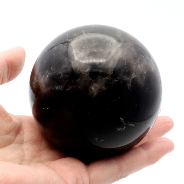 モリオン 黒水晶 丸玉 木製台座付き 山東省産 天然石 パワーストーン 1点もの 置き物 インテリア 置物 開運 原石