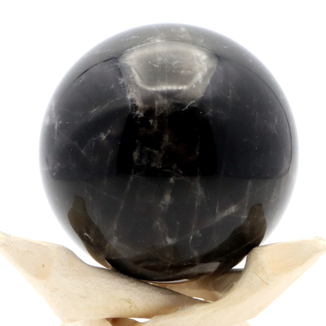 モリオン 黒水晶 丸玉 木製台座付き 山東省産 天然石 パワーストーン 1点もの 置き物 インテリア 置物 開運 原石