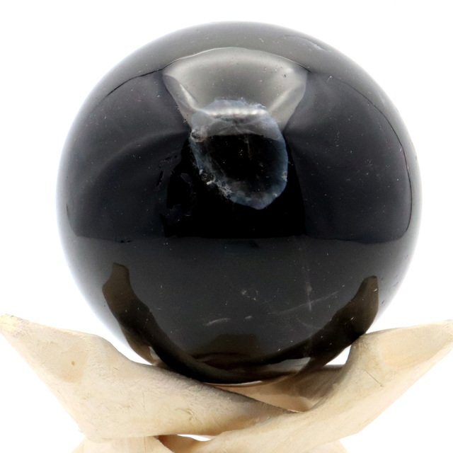 モリオン 黒水晶 丸玉 木製台座付き 山東省産 天然石 パワーストーン 1点もの 置き物 インテリア 置物 開運 原石
