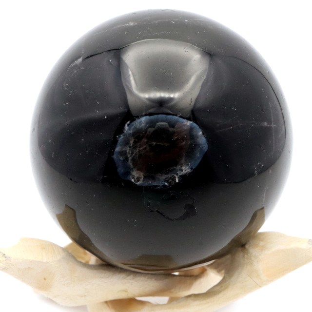 モリオン 黒水晶 丸玉 木製台座付き 山東省産 天然石 パワーストーン 1点もの 置き物 インテリア 置物 開運 原石