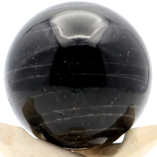 モリオン 黒水晶 丸玉 木製台座付き 山東省産 天然石 パワーストーン 1点もの 置き物 インテリア 置物 開運 原石