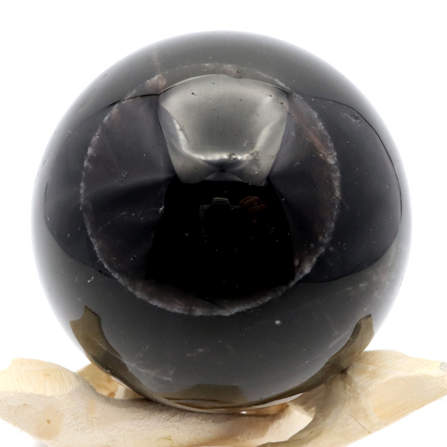 モリオン 黒水晶 丸玉 木製台座付き 山東省産 天然石 パワーストーン 1点もの 置き物 インテリア 置物 開運 原石