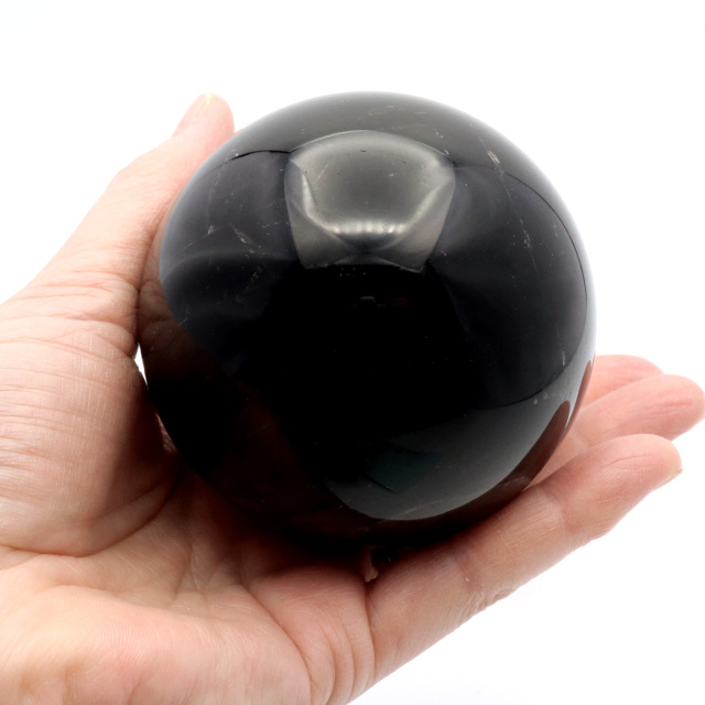 モリオン 黒水晶 丸玉 木製台座付き 山東省産 天然石 パワーストーン 1点もの 置き物 インテリア 置物 開運 原石