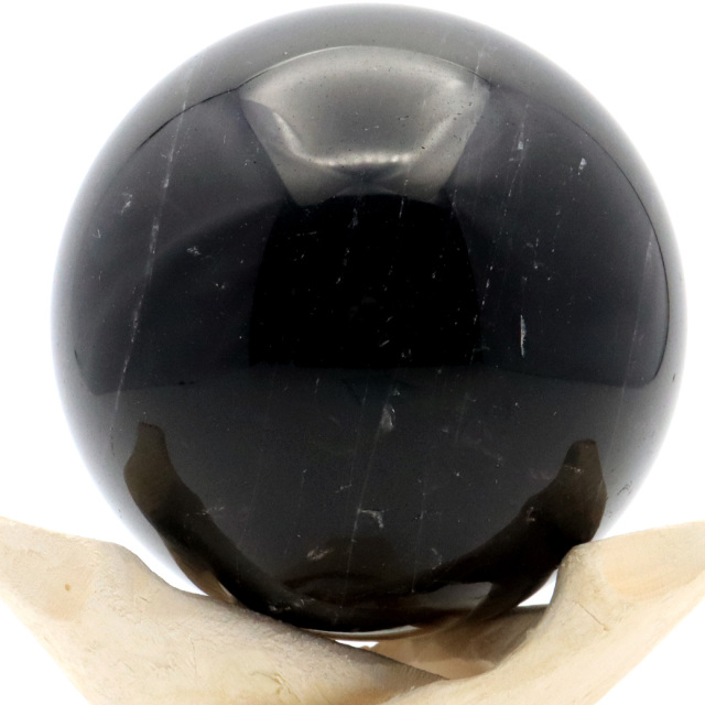 モリオン 黒水晶 丸玉 木製台座付き 山東省産 天然石 パワーストーン 1点もの 置き物 インテリア 置物 開運 原石