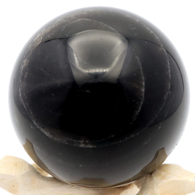 モリオン 黒水晶 丸玉 木製台座付き 山東省産 天然石 パワーストーン 1点もの 置き物 インテリア 置物 開運 原石
