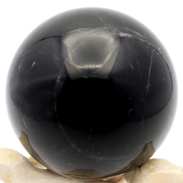 モリオン 黒水晶 丸玉 木製台座付き 山東省産 天然石 パワーストーン 1点もの 置き物 インテリア 置物 開運 原石