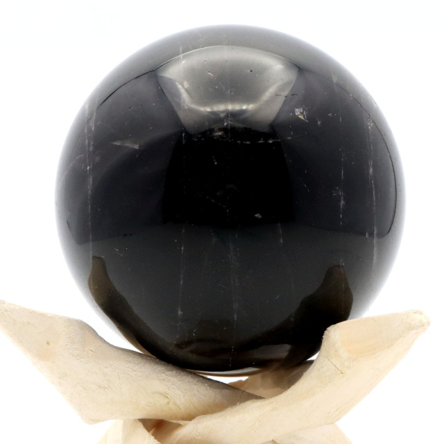 モリオン 黒水晶 丸玉 木製台座付き 山東省産 天然石 パワーストーン 1点もの 置き物 インテリア 置物 開運 原石