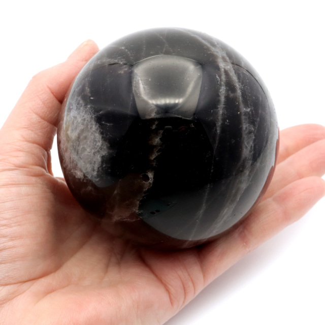 モリオン 黒水晶 丸玉 木製台座付き 山東省産 天然石 パワーストーン 1点もの 置き物 インテリア 置物 開運 原石