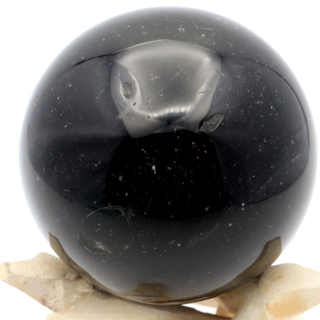 モリオン 黒水晶 丸玉 木製台座付き 山東省産 天然石 パワーストーン 1点もの 置き物 インテリア 置物 開運 原石