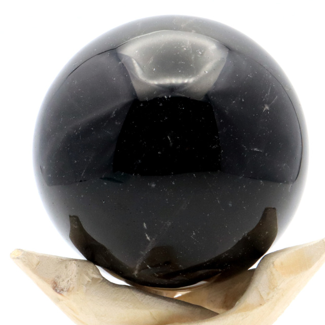 モリオン 黒水晶 丸玉 木製台座付き 山東省産 天然石 パワーストーン 1点もの 置き物 インテリア 置物 開運 原石
