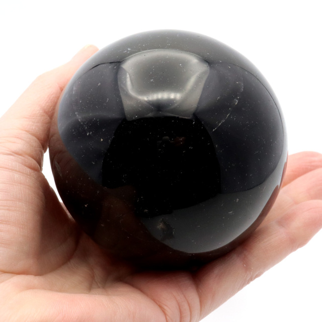 モリオン 黒水晶 丸玉 木製台座付き 山東省産 天然石 パワーストーン 1点もの 置き物 インテリア 置物 開運 原石
