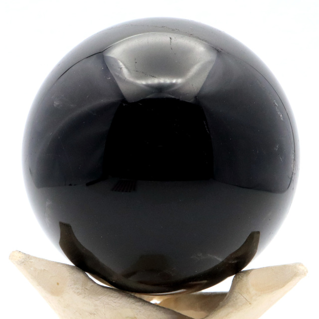 モリオン 黒水晶 丸玉 木製台座付き 山東省産 天然石 パワーストーン 1点もの 置き物 インテリア 置物 開運 原石