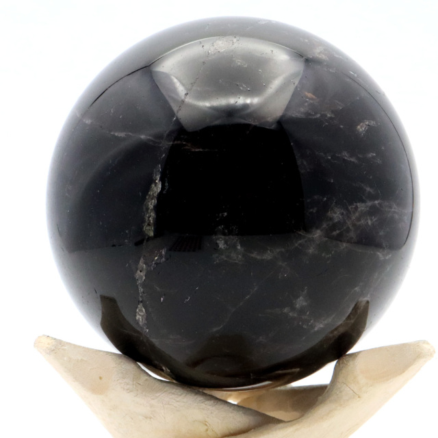 モリオン 黒水晶 丸玉 木製台座付き 山東省産 天然石 パワーストーン 1点もの 置き物 インテリア 置物 開運 原石