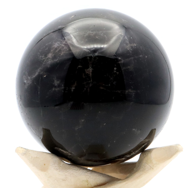 モリオン 黒水晶 丸玉 木製台座付き 山東省産 天然石 パワーストーン 1点もの 置き物 インテリア 置物 開運 原石